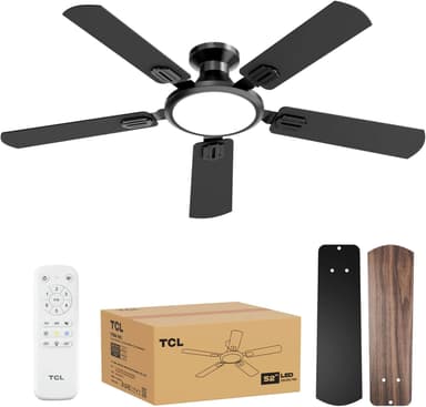 TCL 52-inch Low Profile Ceiling Fan — Space-Saving Comfort with Integrated Lighting - air conditioning for tiny homes
