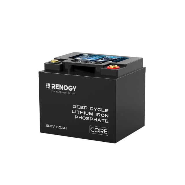 Renogy Core 12V 50Ah Deep Cycle Lithium Iron Phosphate Battery — Entry-Level Expansion - battery storage for tiny homes