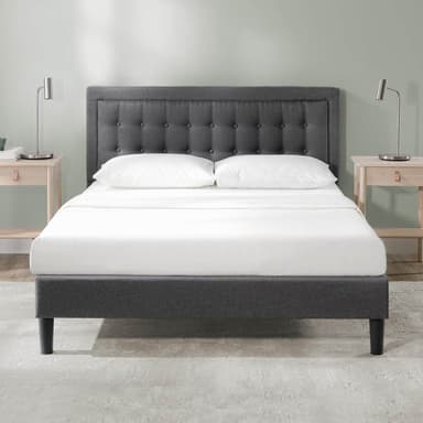 ZINUS Dachelle upholstered platform bed in queen size, no box spring needed for tiny home bedrooms