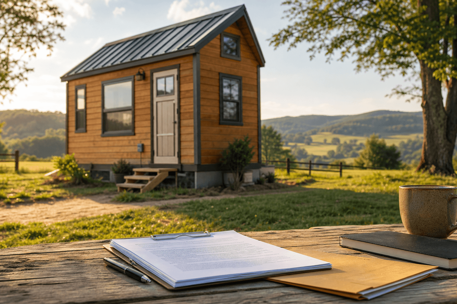 Government grant application forms and approval documents for tiny house financial assistance programs