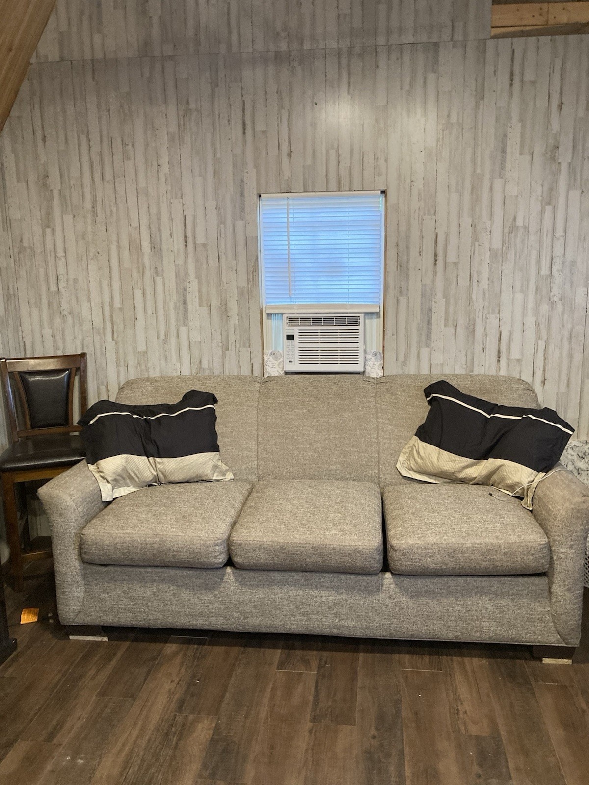 Wood Cabin Tiny House with Deck, 1 Bathroom, 1 Story,kitchen living area