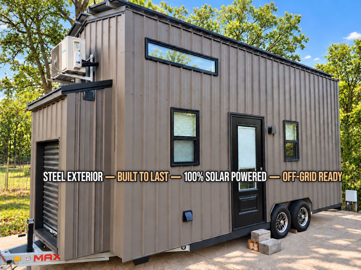 Steel-Framed, Solar-Powered Tiny Home with Soaking Tub!