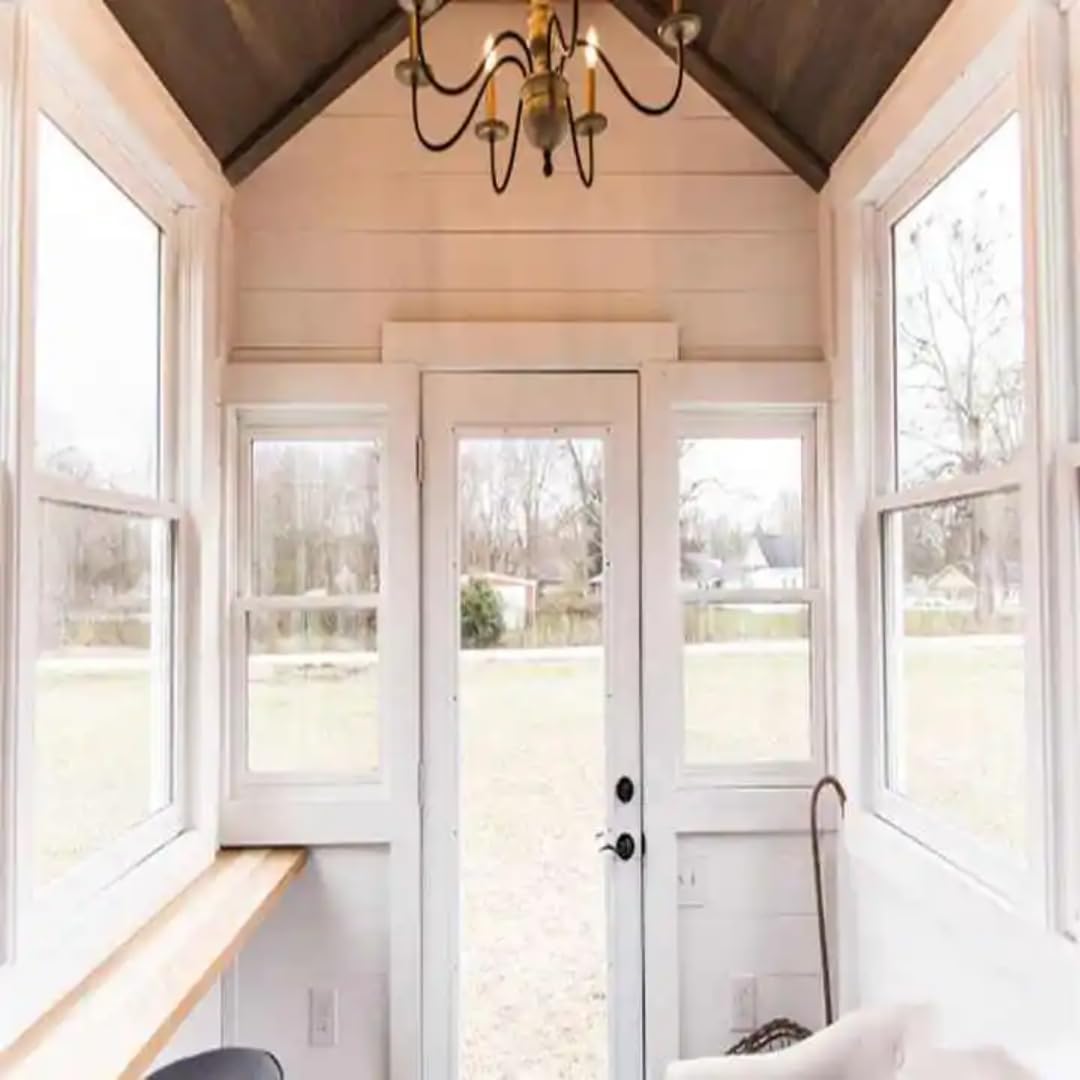 Modern Tiny House on Wheels – 260 Sq Ft White Exterior with Black Trim, Wood Accents & Multiple Windows - Image 5