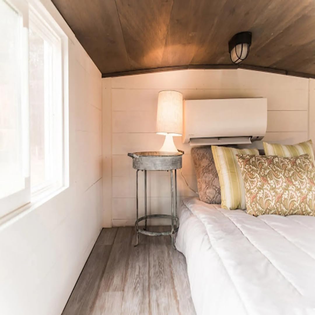 Modern Tiny House with Porch – 260 Sq Ft White Exterior with Black Trim, Glass Windows & Doors - Image 2