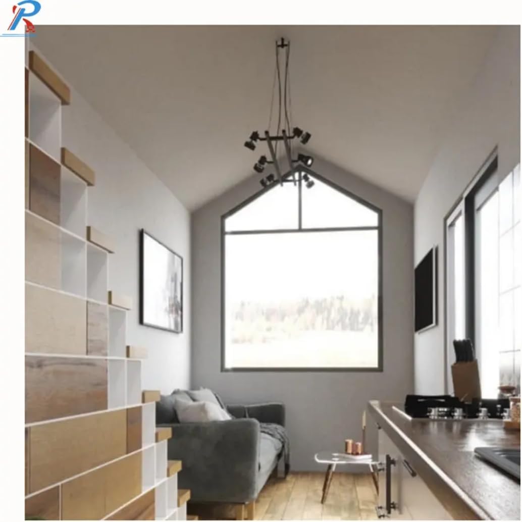 Industrial-Modern Container Tiny Home on Wheels – Gray Metal with Cedar Accents & Large Windows - Image 3