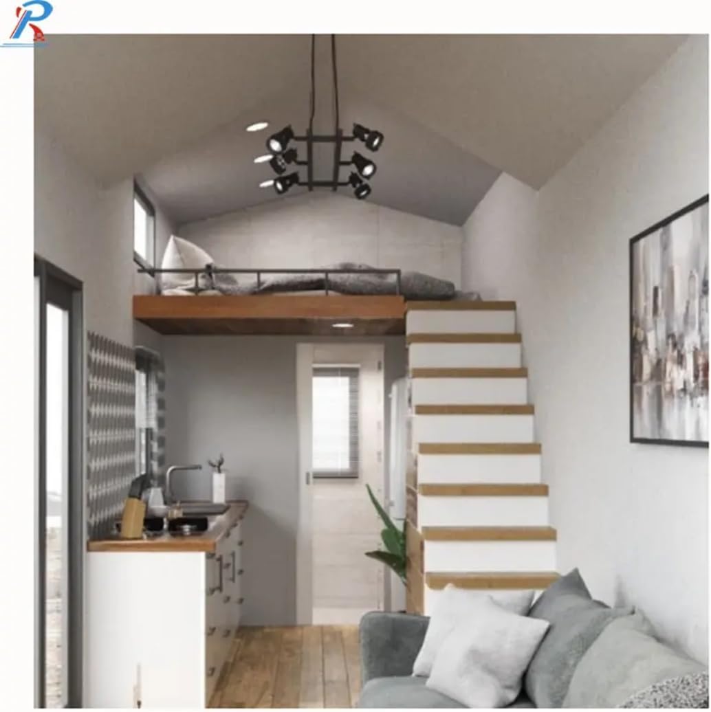Industrial-Modern Container Tiny Home on Wheels – Gray Metal with Cedar Accents & Large Windows - Image 4