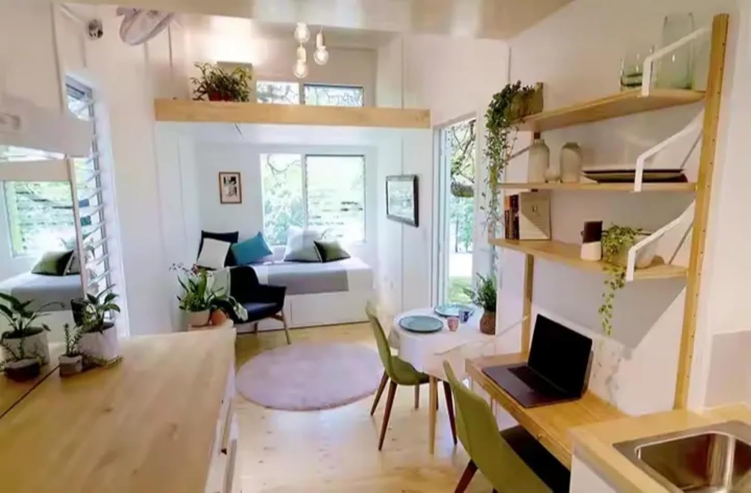 24-Foot Mobile Tiny House with Wood & Metal Exterior – Dual Axle Trailer and Glass Entry - Image 2