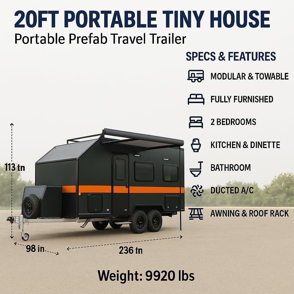 Trailer-Style Tiny Home (104 sq ft) – Portable Modular House with Kitchen, Toilet & Bed, Move-In Ready - Image 2
