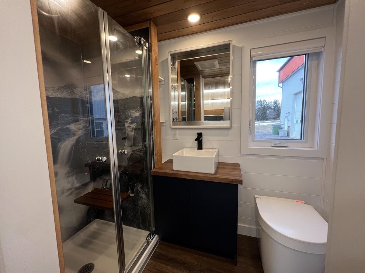 Tiny RV Mobile House with Downstairs Bedroom, Loft, Full Kitchen & Double-Pitched Roof (486 sq ft) – Family-Friendly Cedar & Steel Exterior - Image 4