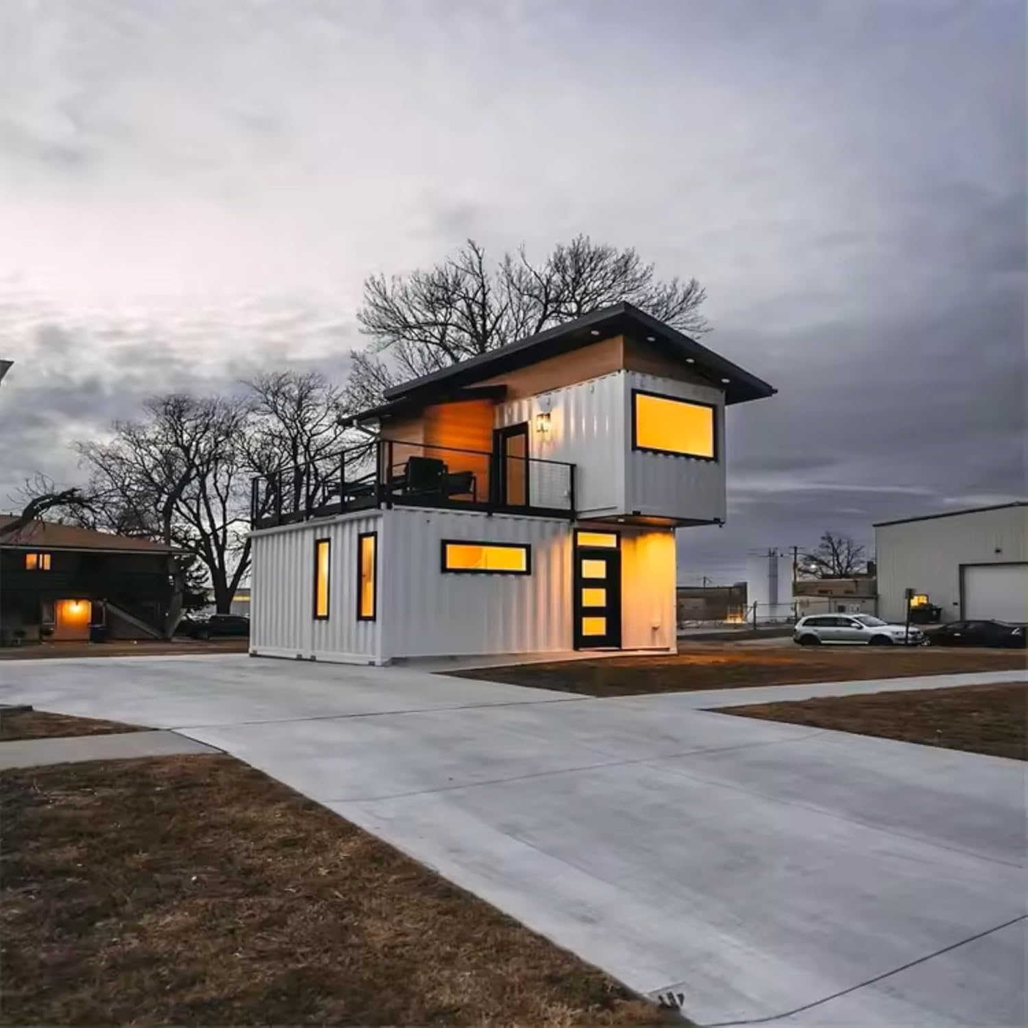Double-Story Expandable Container House (170 sq ft) – 2 Bedrooms, Kitchen & Bath with Stairs Included