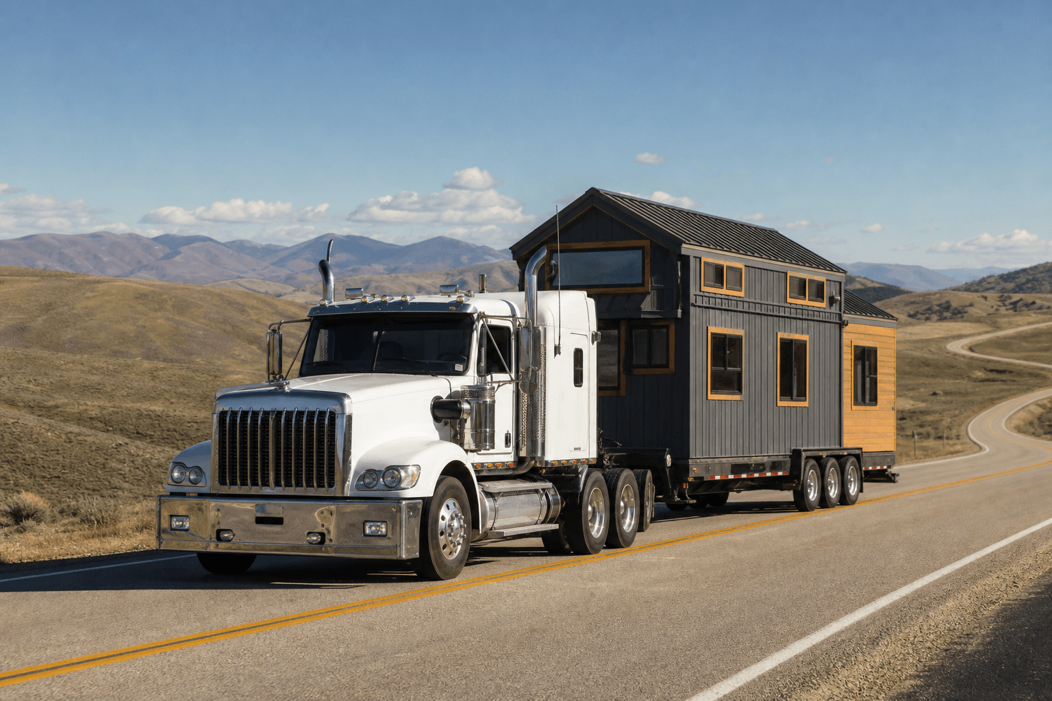 Delivery truck with tiny house