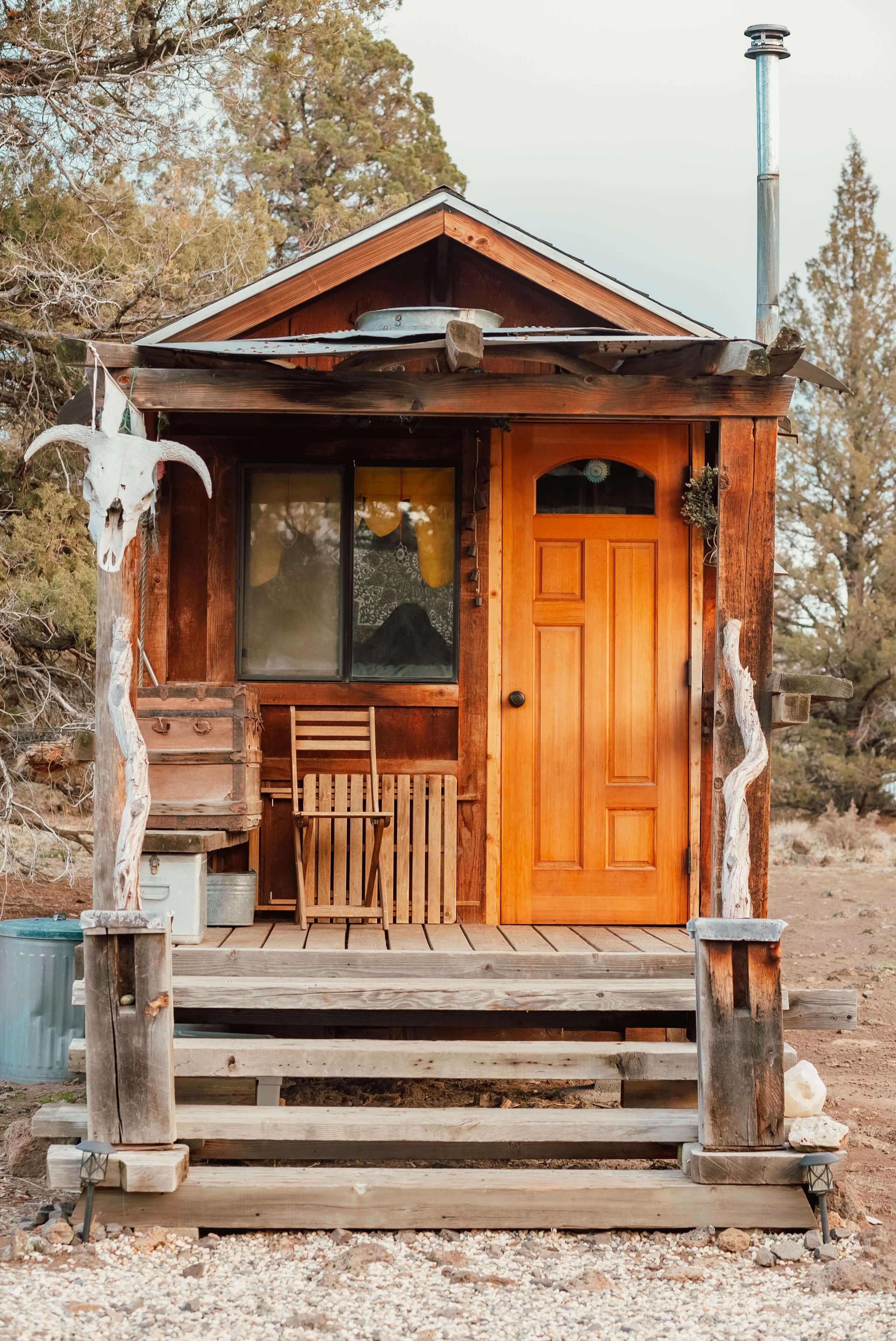 Idaho tiny house community with small homes, shared amenities, and scenic landscape