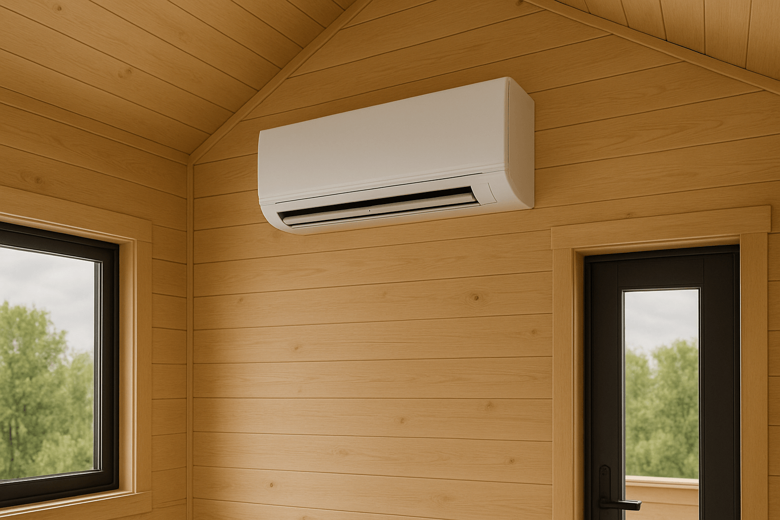 Mini split system installed in a modern tiny house