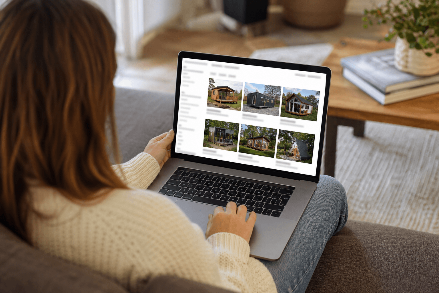 Buyer browsing listings on a laptop