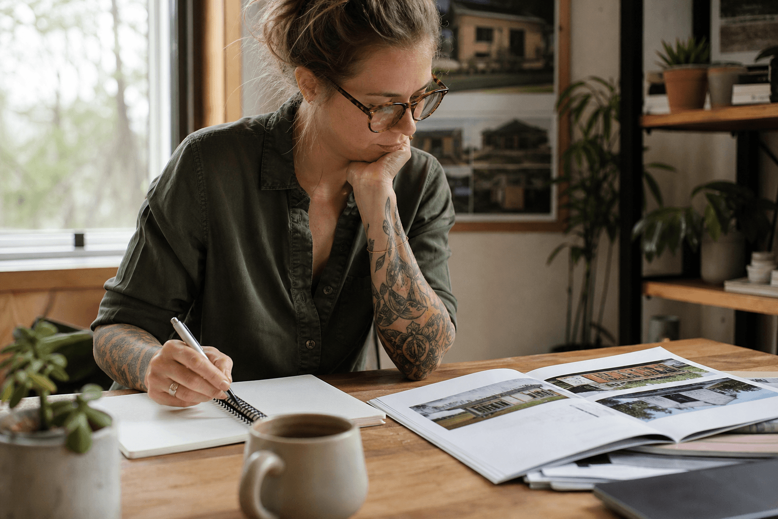 Buyer planning at a desk with notebook