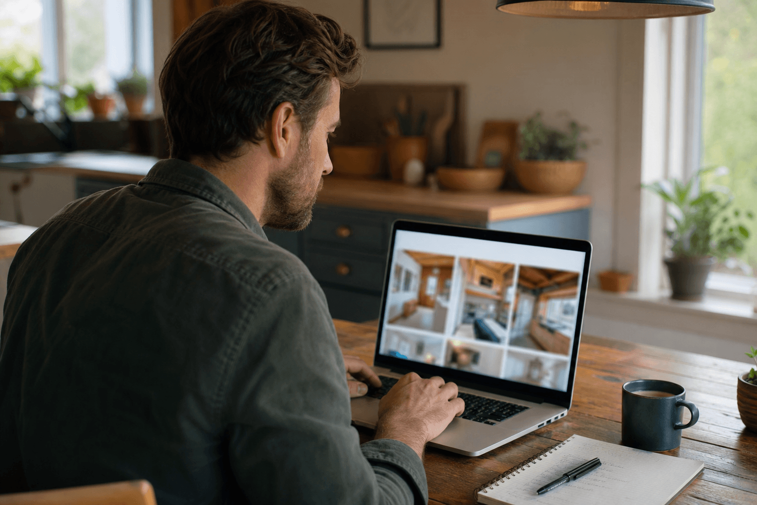 Seller reviewing listing photos on a laptop