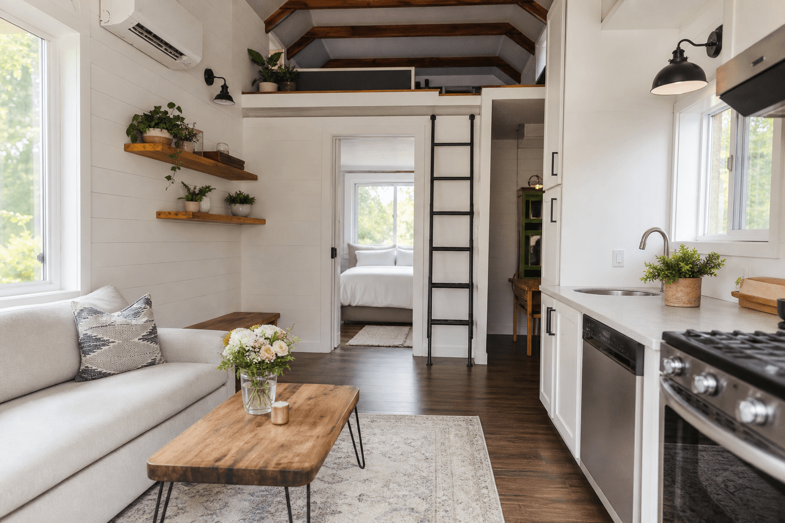 Staged tiny house interior